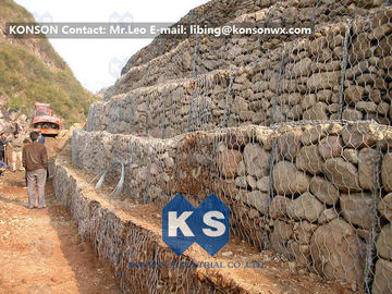 Прочные коробки камня провода ячеистой сети сохраняя стены Gabion шестиугольные гальванизированные